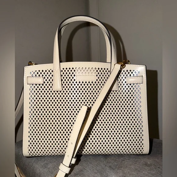 Tory Burch Beige Perforated Satchel - Picture 2 of 5